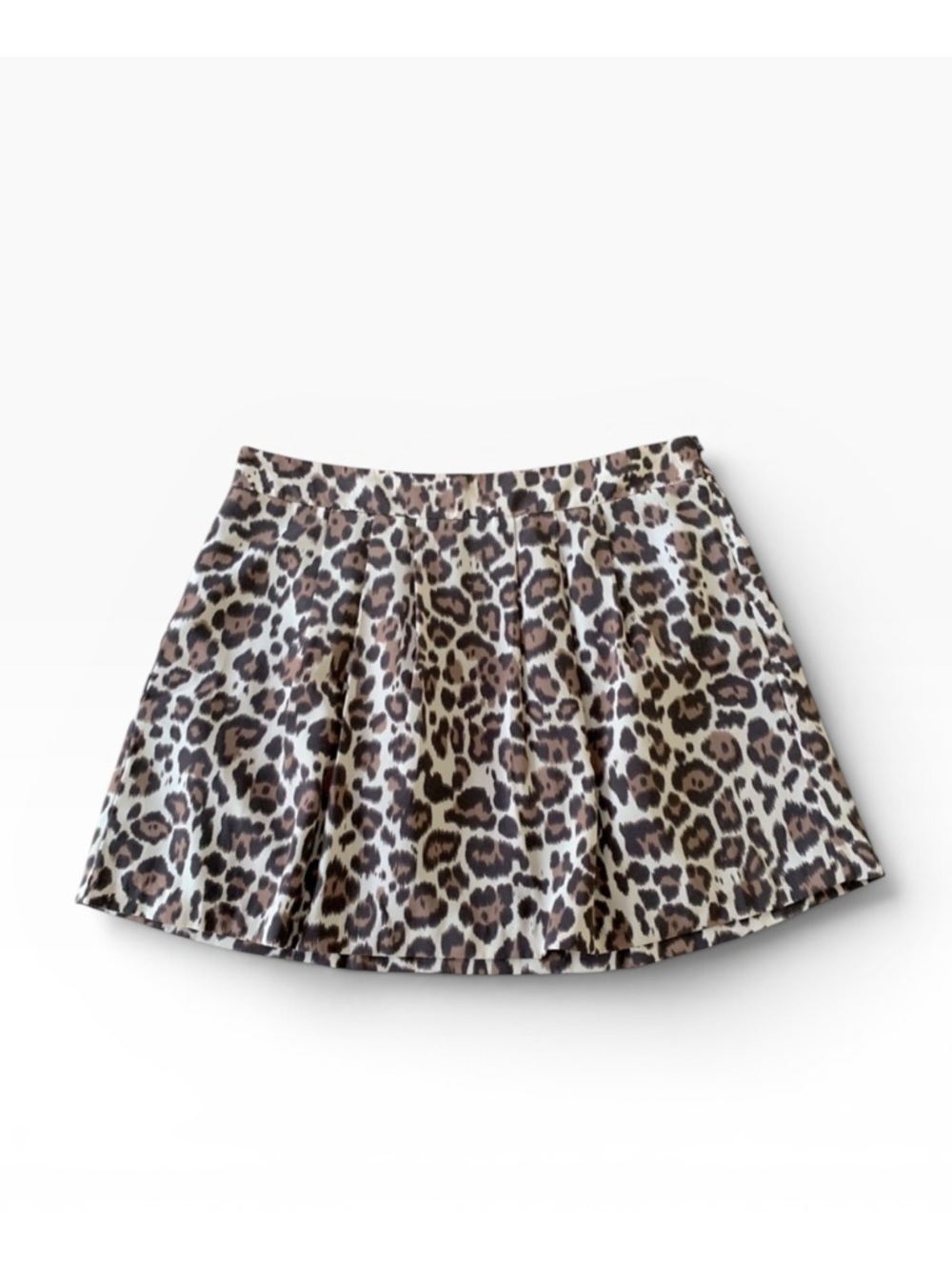 Banana Republic Pleated Leopard Animal Print Lined Mini Skirt Sz 12P